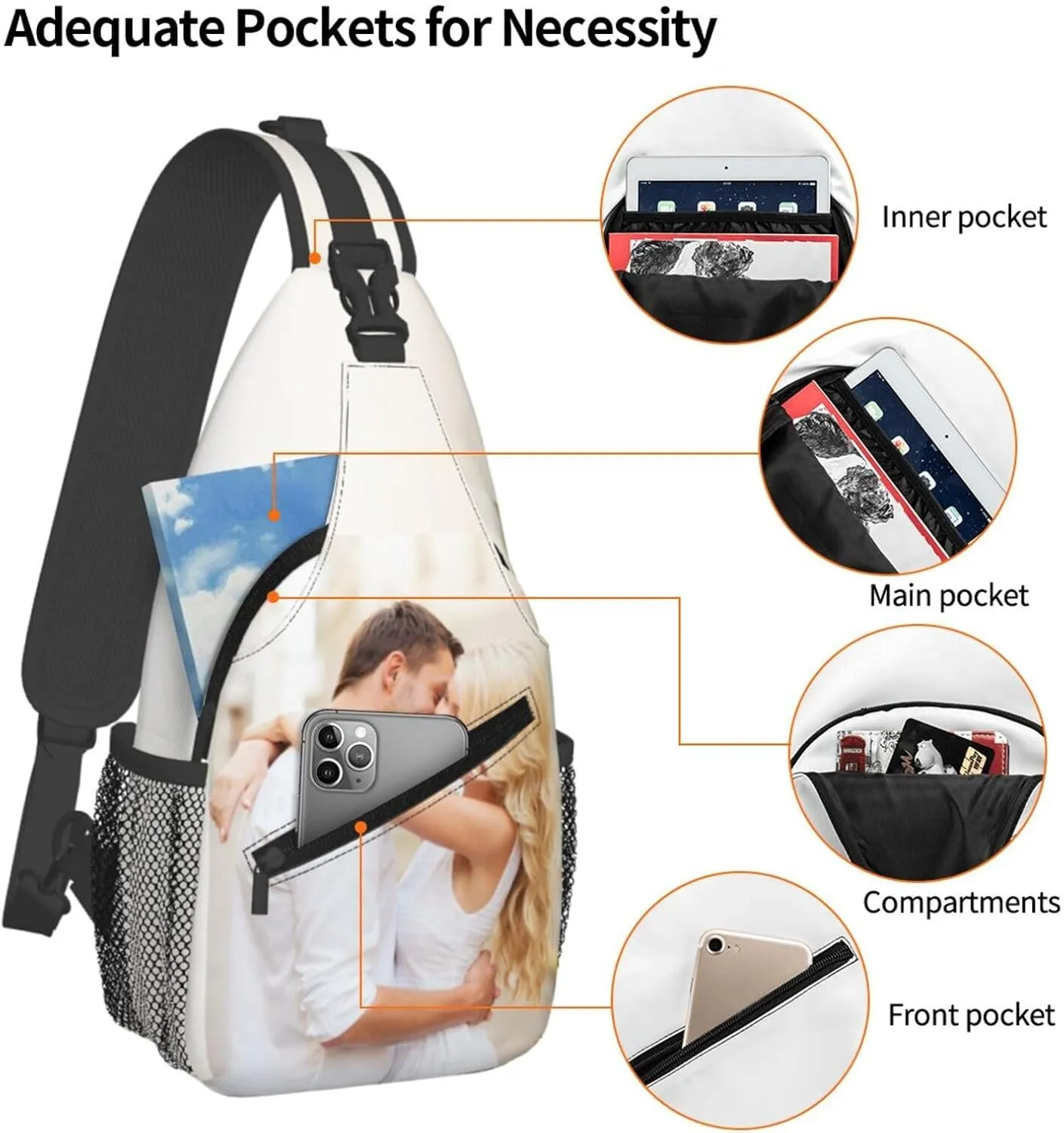 Sling Bag Custom bag Personalized Shoulder Daypacks Crossbody Bags Chest Bag Travel Hiking Daypack