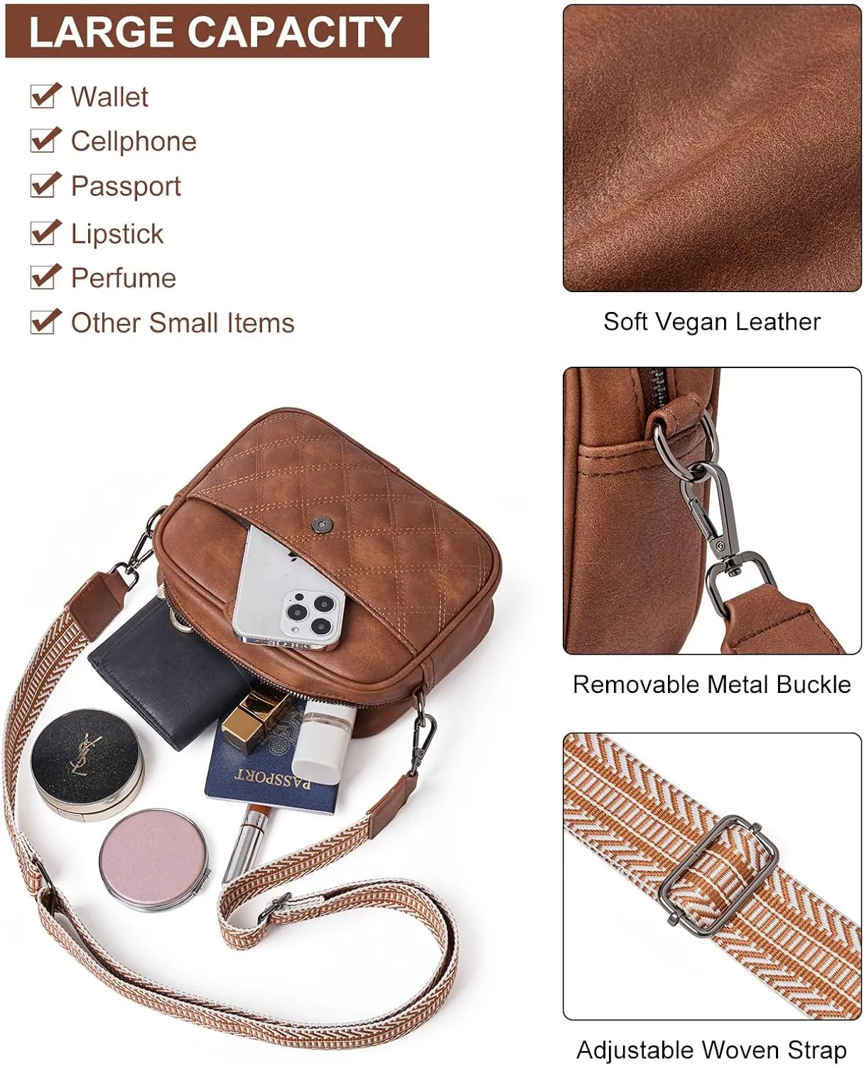 Small Crossbody Bags for women,Soft Leather Cell Phone Purse Lightweight,Little Crossbody Purses Women Trendy with Card slots