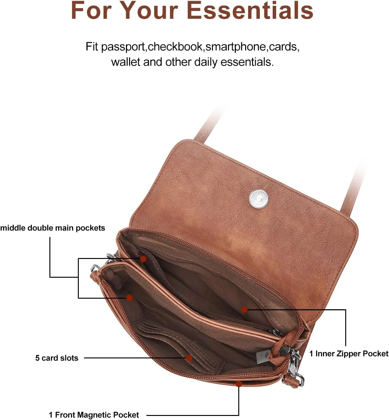 Small Crossbody Bags for women,Soft Leather Cell Phone Purse Lightweight,Little Crossbody Purses Women Trendy with Card slots