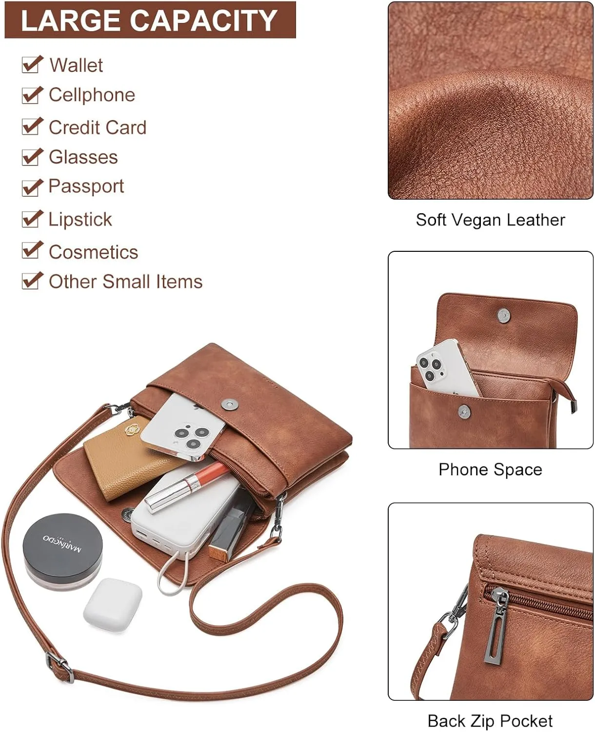 Small Crossbody Bags for women,Soft Leather Cell Phone Purse Lightweight,Little Crossbody Purses Women Trendy with Card slots