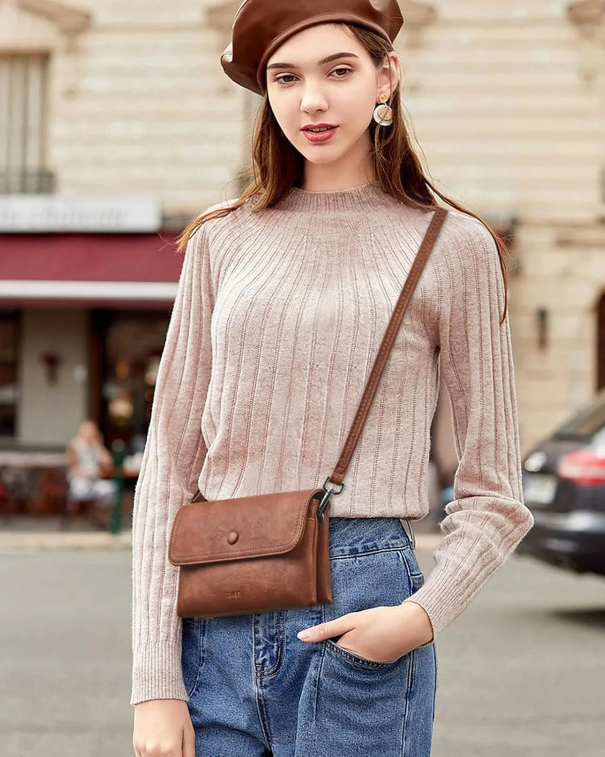 Small Crossbody Bags for women,Soft Leather Cell Phone Purse Lightweight,Little Crossbody Purses Women Trendy with Card slots