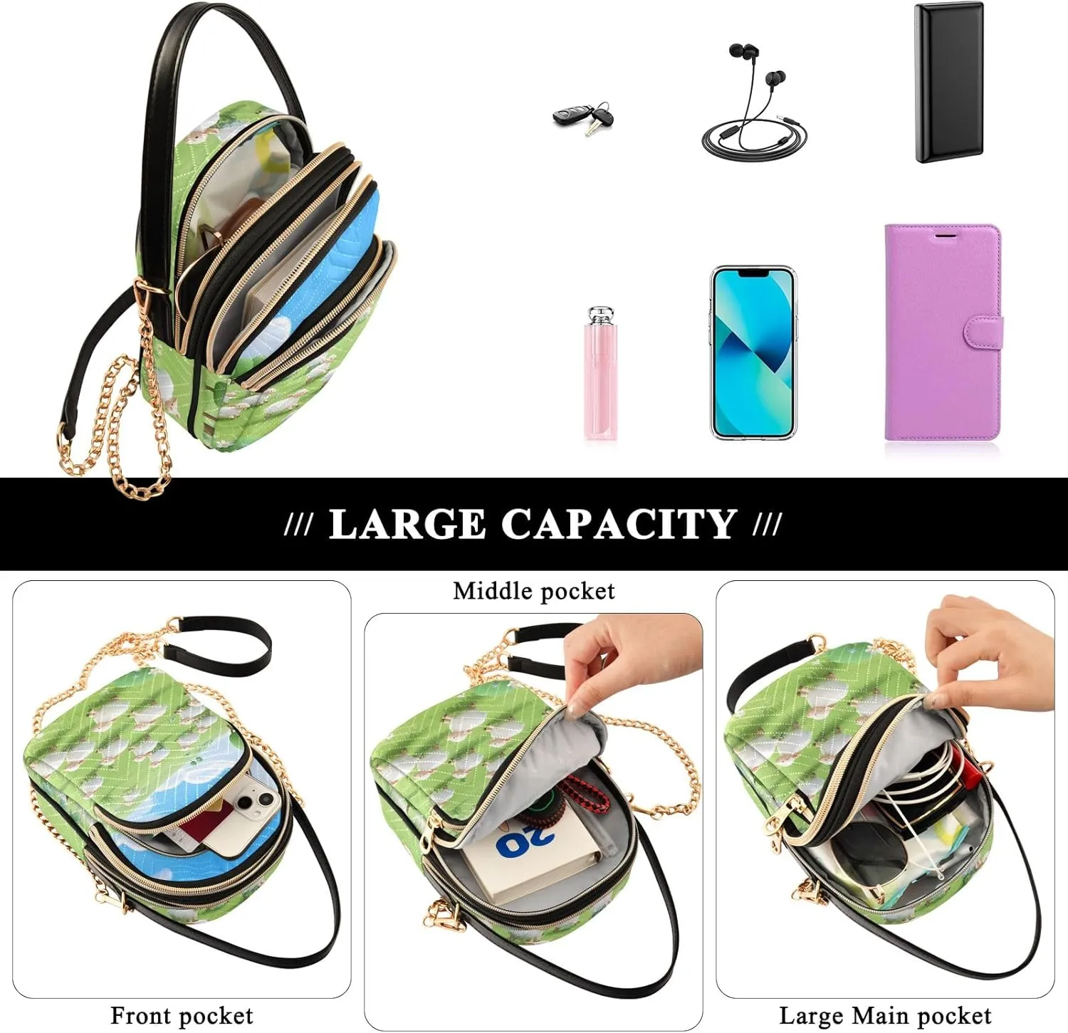 Small Handbag Crossbody Bag for Women Quilted Bags Shoulder Purse Phone Wallet Chain Bag