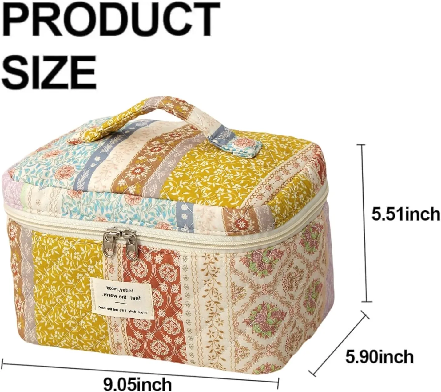 Small Large Makeup Bag for Travel Women Cute Aesthetic Cosmetic Toiletry Bags Cotton Quilted Make Up Pouch Purse Organizer (Large-05#Ethnic)