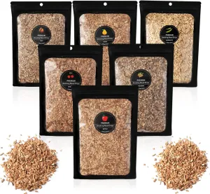 Smoking Wood Chips with 6 Flavors,Wood Chips for Smoker Cocktails Whiskey Smoke Gun,Including Cherry, Apple, Hickory, Pear, Mesquite, Oak,5.29oz/Bag
