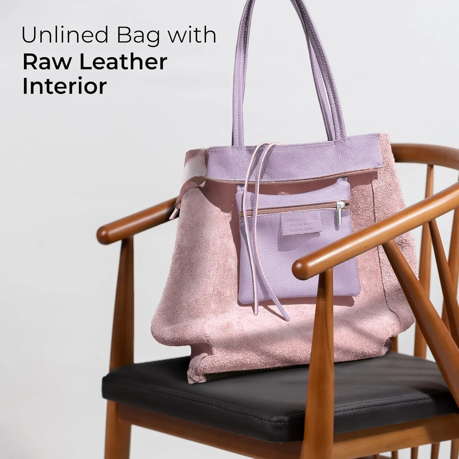 Soft Italian Genuine Calf Leather Tote Bag | Unstructured Unlined Shopper with Zipper, Inside Pocket & Flat Base