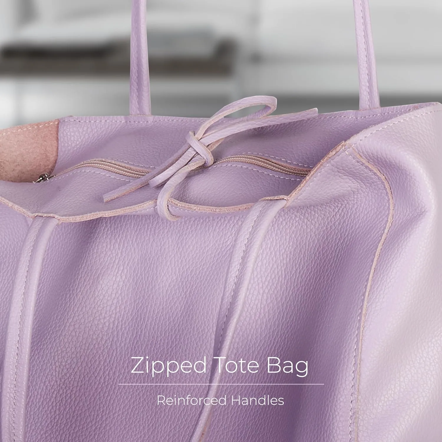 Soft Italian Genuine Calf Leather Tote Bag | Unstructured Unlined Shopper with Zipper, Inside Pocket & Flat Base