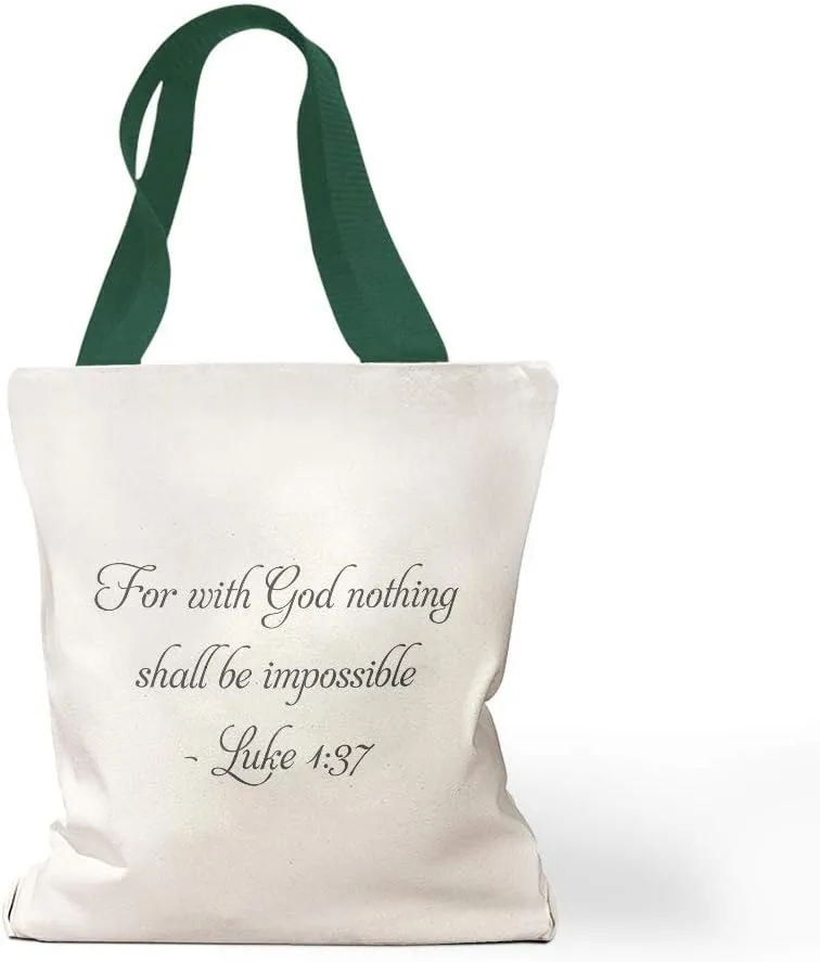 Speedy Pros Canvas Tote Bag for Women For with God Nothing Shall Be Impossible Christ Jesus Beach Bags for Women