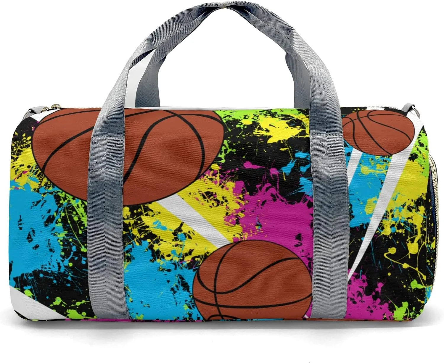 Sport Basketball Watercolor Personalized Travel Duffel Bag Custom Foldable Waterproof Overnight Bag for Gym Sport Ball Bags Travel Assistant
