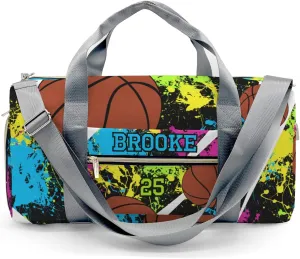Sport Basketball Watercolor Personalized Travel Duffel Bag Custom Foldable Waterproof Overnight Bag for Gym Sport Ball Bags Travel Assistant