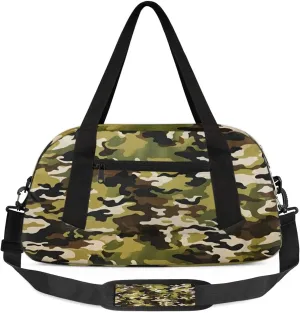 Sport Duffel Bag Camo Pattern Kids Gym Bag Weekender Overnight Bags for Boys Girls Teens Carry On Workout Travel Bag