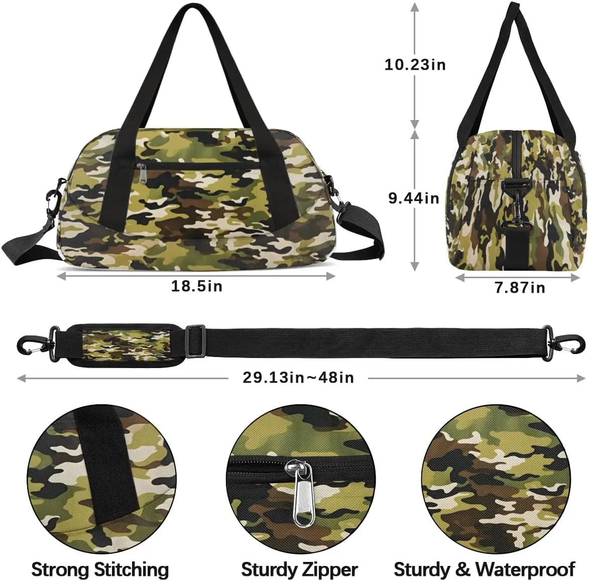 Sport Duffel Bag Camo Pattern Kids Gym Bag Weekender Overnight Bags for Boys Girls Teens Carry On Workout Travel Bag