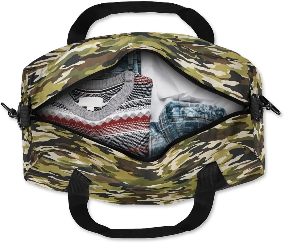 Sport Duffel Bag Camo Pattern Kids Gym Bag Weekender Overnight Bags for Boys Girls Teens Carry On Workout Travel Bag