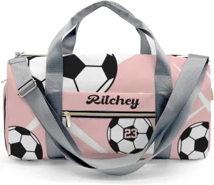 Sport Soccer Number Team Peach Personalized Duffel Bag Custom Women Men Multi-Function Travel Bag Gym Sports Bag Gymnastic Yoga Bag Carry On Overnight Weekend Duffel Bags