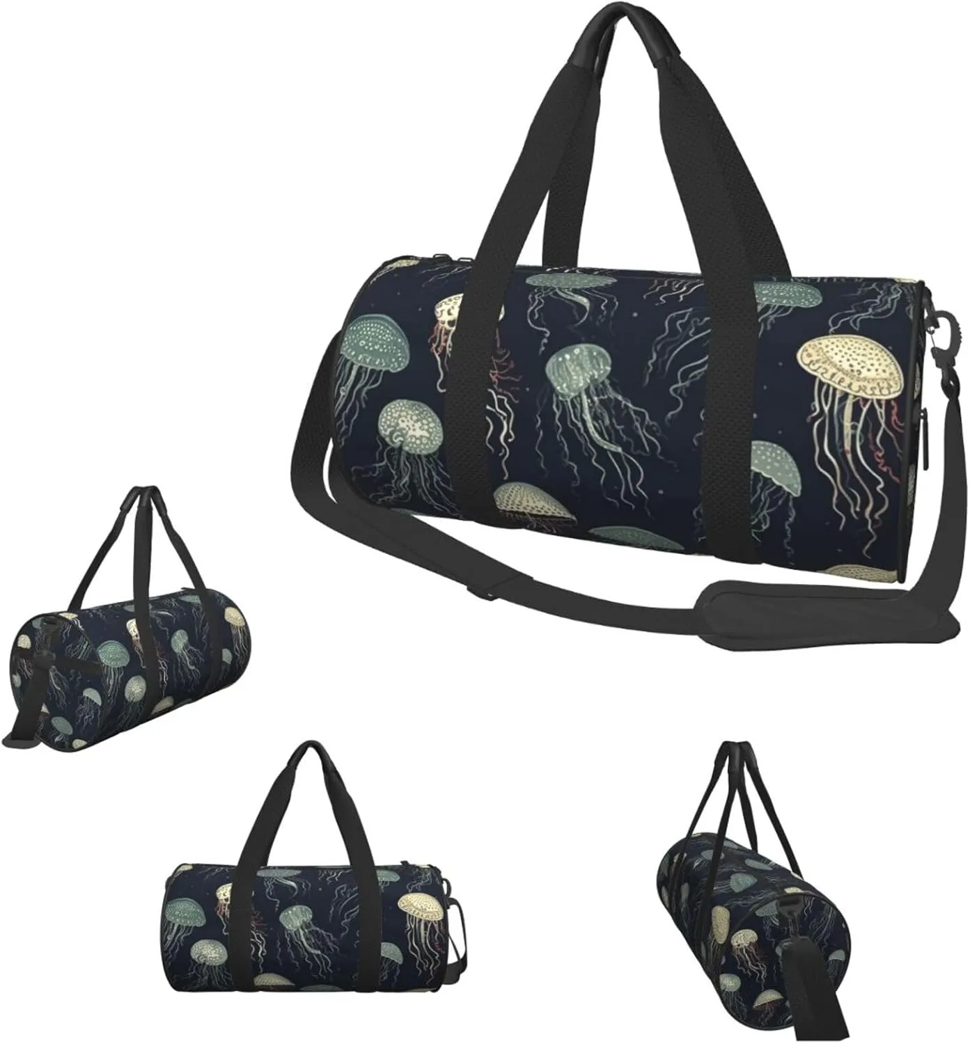 Sports Gym Bag for Women Men Travel Duffel Bag Tote Weekender Bag Carry on Overnight Bag for Travel Swimming Fitness Workout Sports Jellyfish Pattern Duffle Bag