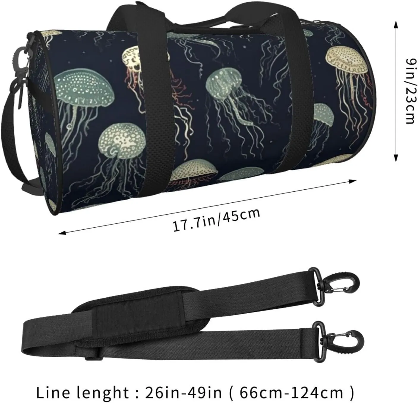 Sports Gym Bag for Women Men Travel Duffel Bag Tote Weekender Bag Carry on Overnight Bag for Travel Swimming Fitness Workout Sports Jellyfish Pattern Duffle Bag
