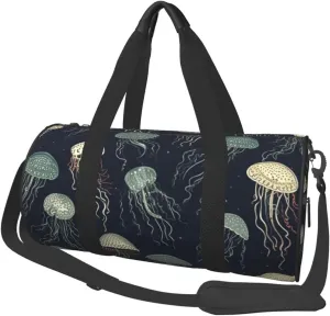 Sports Gym Bag for Women Men Travel Duffel Bag Tote Weekender Bag Carry on Overnight Bag for Travel Swimming Fitness Workout Sports Jellyfish Pattern Duffle Bag