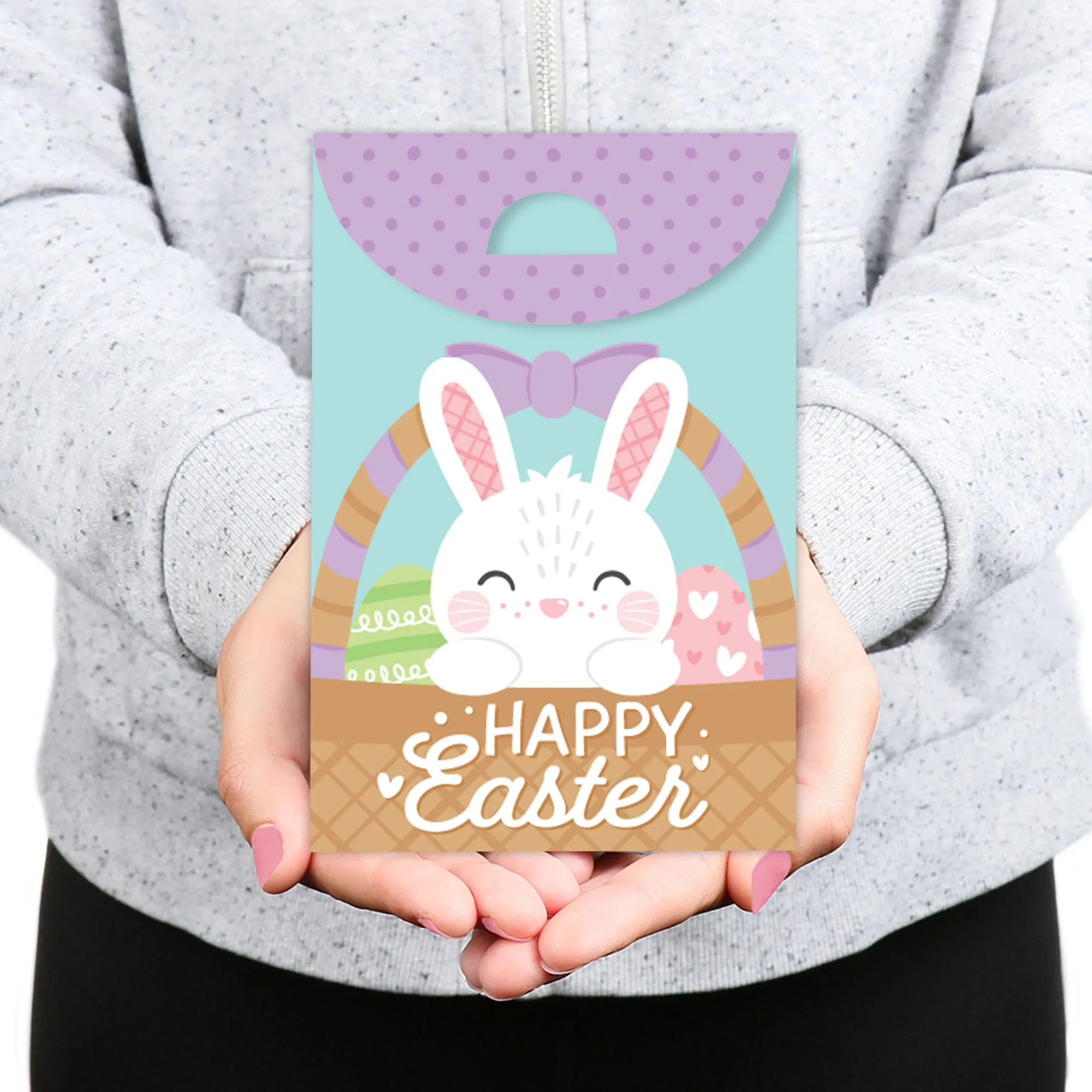 Spring Easter Bunny - Happy Easter Gift Favor Bags - Party Goodie Boxes - Set of 12