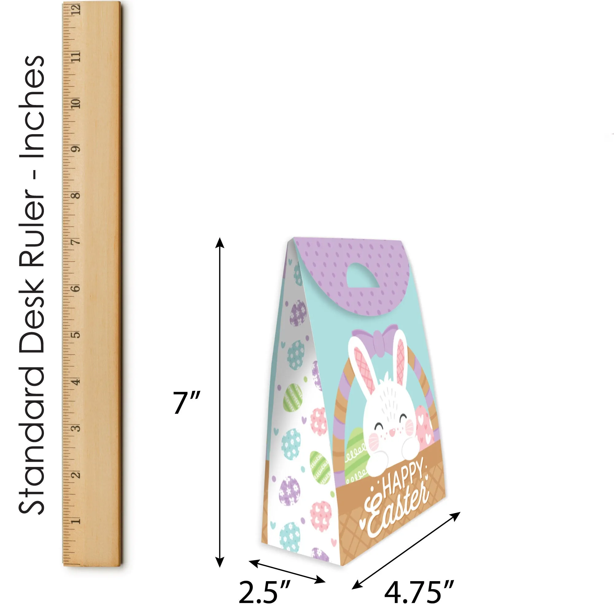 Spring Easter Bunny - Happy Easter Gift Favor Bags - Party Goodie Boxes - Set of 12