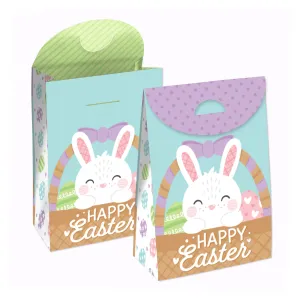 Spring Easter Bunny - Happy Easter Gift Favor Bags - Party Goodie Boxes - Set of 12