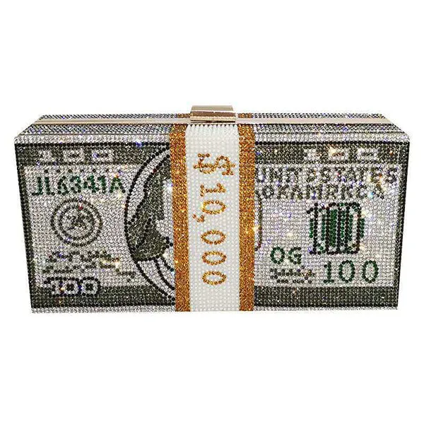 storexq Dollar Pattern Unique Rhinestone Bag