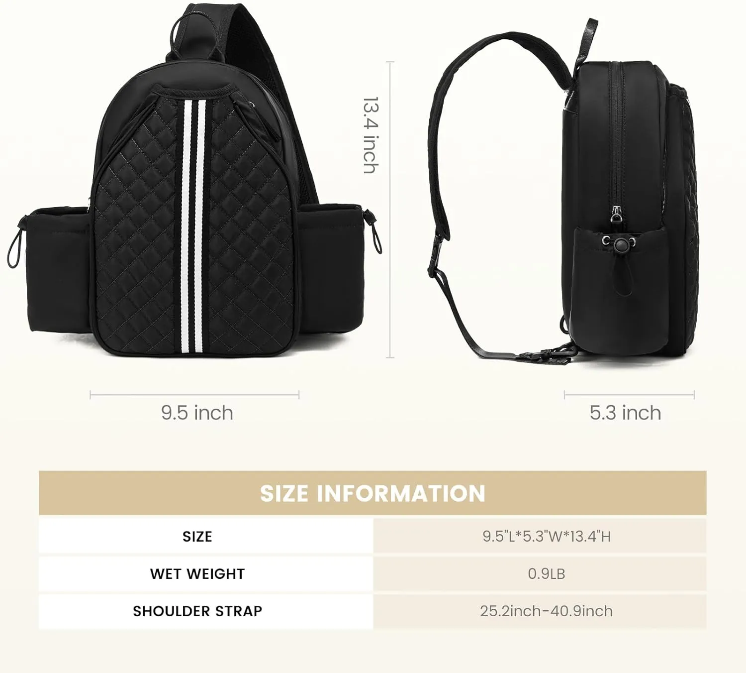 Sucipi Pickleball Bags for Women Lightweight Crossbody Pickleball Sling Bag Stylish Quilted Pickleball Paddle Bag