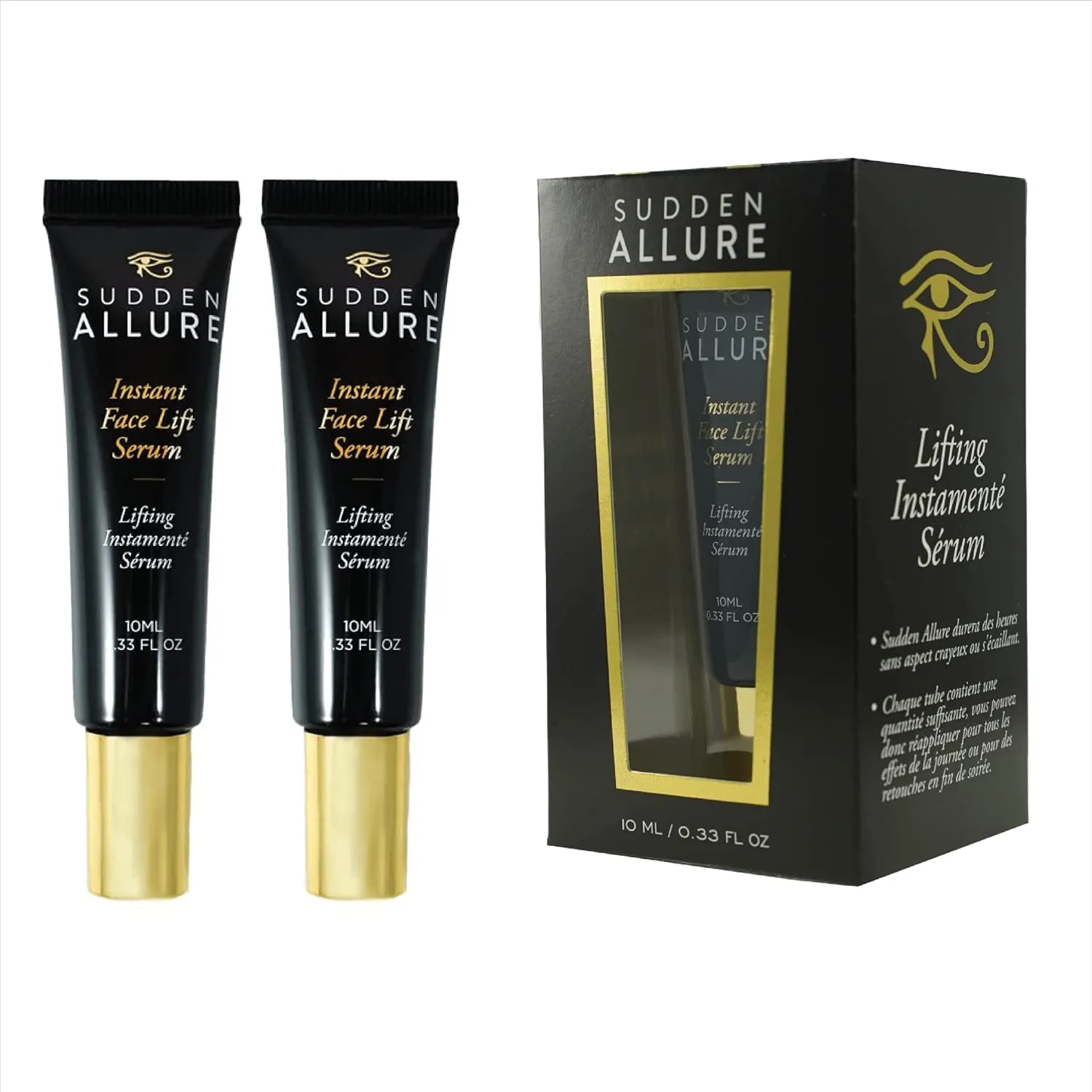 Sudden Allure Instant Face Lift Serum – Erase Under Eye Bags & Wrinkles in 60 Seconds - Firming Face & Eye Serum Cream - Instantly Tighten & Reduce Eye Bags & Crows Feet | Made in USA (10 ml, 2 Pack)