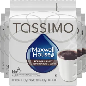 Tassimo Maxwell House Dark Roast Coffee, 70 T-Discs (5 Boxes of 14 T-Discs) {Imported from Canada}