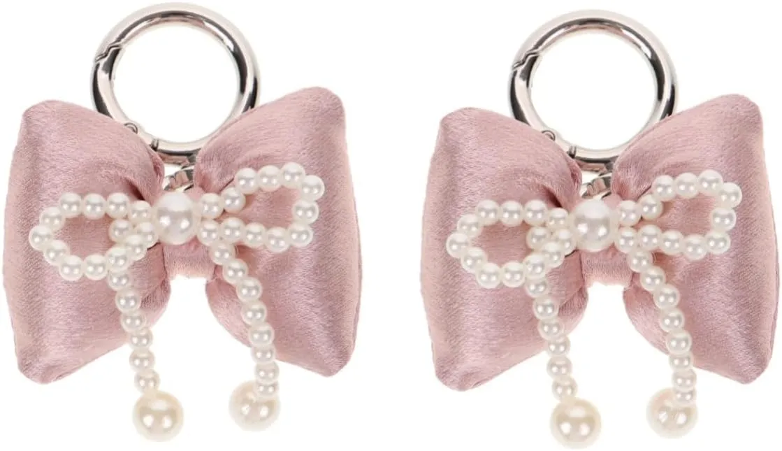 TENDYCOCO Bow Decoration Unique Keychains Cheer Bracelet Pearl Car Key Fake Pearl Bowknot Keychain Ballet Keychain