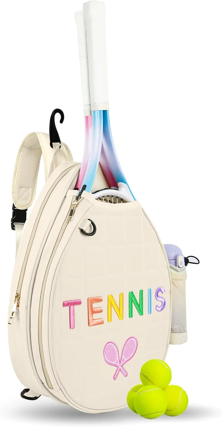 Tennis Bags for Women Girl, Tennis Sling Crossbody Backpack, Water Resistant Tennis Bag for Pickleball, Tennis, Racketball (Black)