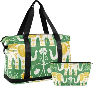 Thai Themed Symmetrical Pattern Travel Hand Bag Sports Duffel Bags with Adjustable Strap for Airplane Traveling Waterproof