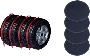 Tire Cover FLR 80cm/31in Diameter Foldable Spare Tire Covers with 4 PCS Wheel Felts Protection Covers Storage Bags Wheel Cover for Car Off Road Truck Set of 4