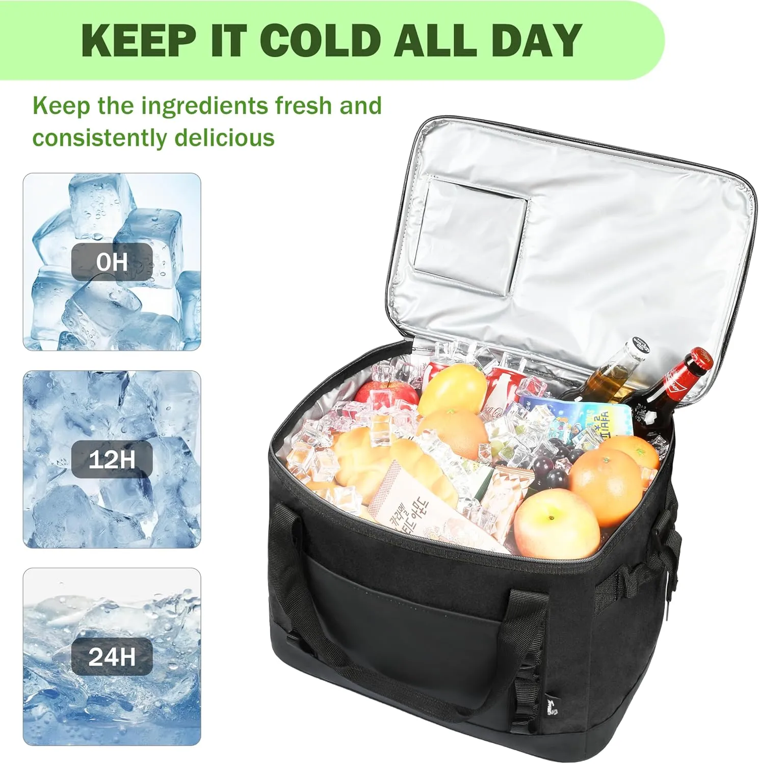 Tirrinia Large Cooler Bag Insulated, 48 Cans Leakproof Soft Camping Coolers, Portable Beach Cooler with Heavy-Duty Handles for Picnic, Beach, Road Trips