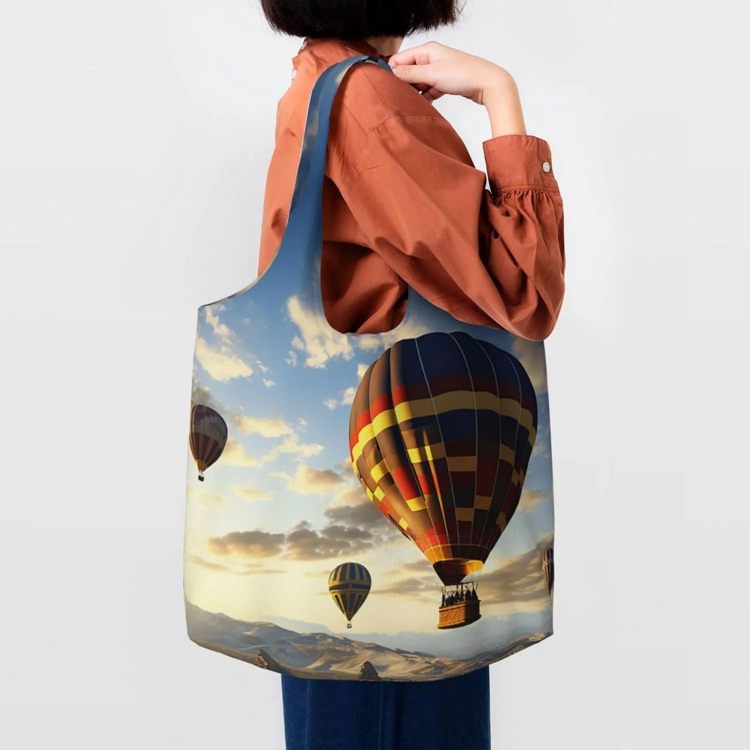 Tote Bag for Women Reusable Grocery Bag Canvas Shopping Bag black bird pattern Handbag Foldable Shoulder Bag