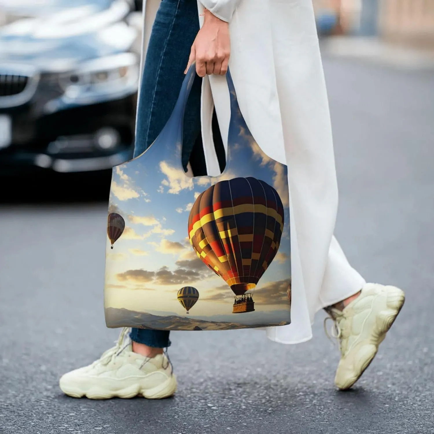 Tote Bag for Women Reusable Grocery Bag Canvas Shopping Bag black bird pattern Handbag Foldable Shoulder Bag