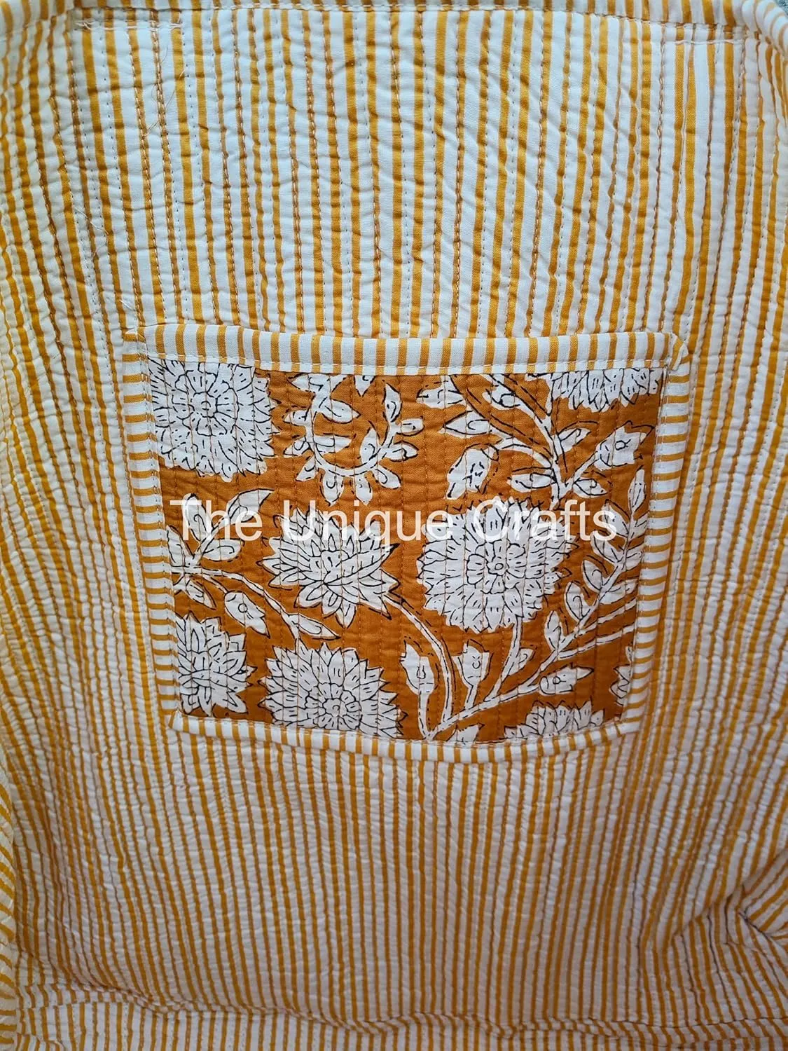 Tote Bag For Women, Shoulder Purse with Inner Pocket, Quilted Cotton Handprinted Reversible Large Multicolor Tote Bag