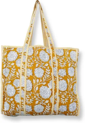 Tote Bag For Women, Shoulder Purse with Inner Pocket, Quilted Cotton Handprinted Reversible Large Multicolor Tote Bag