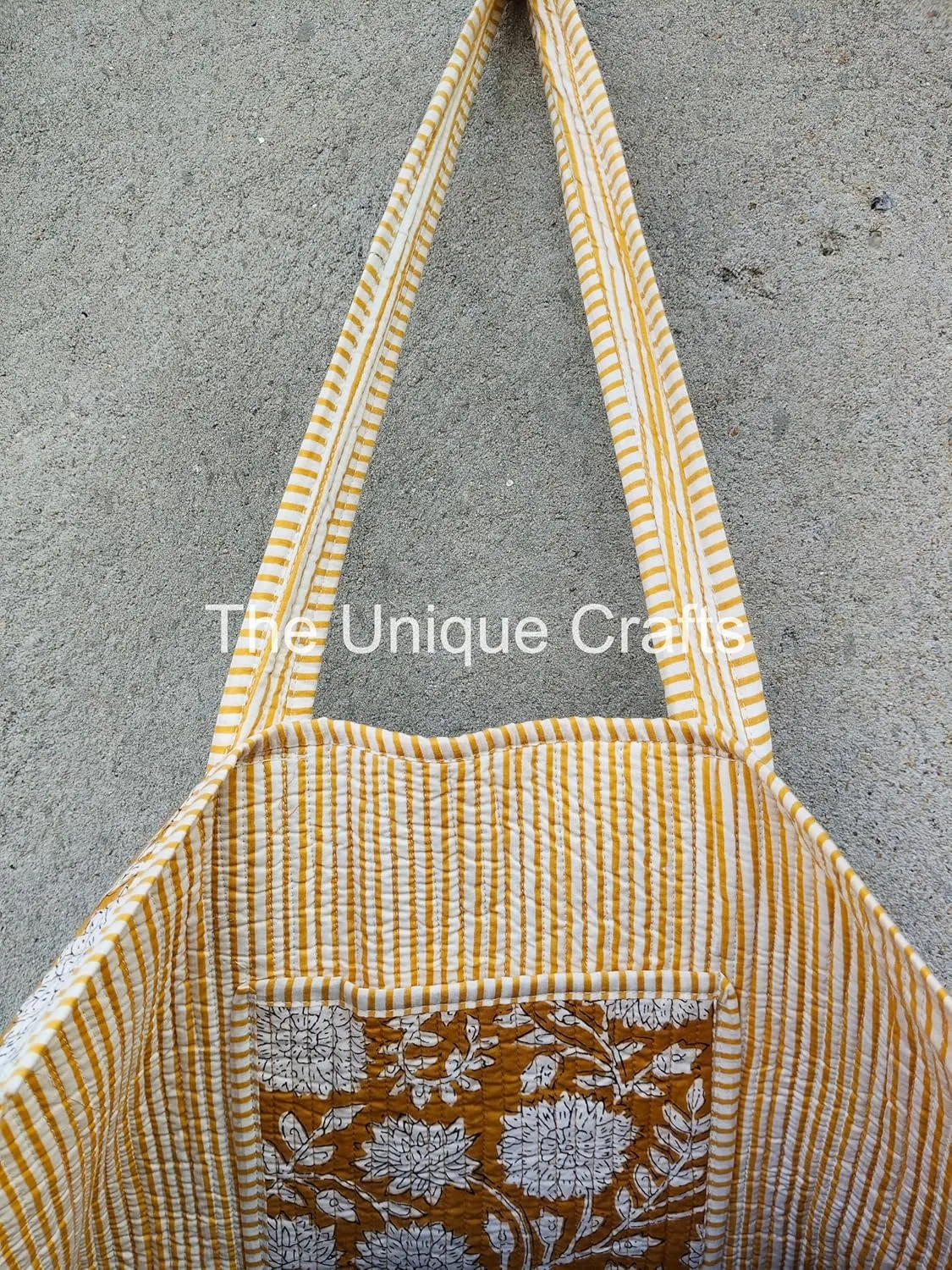 Tote Bag For Women, Shoulder Purse with Inner Pocket, Quilted Cotton Handprinted Reversible Large Multicolor Tote Bag
