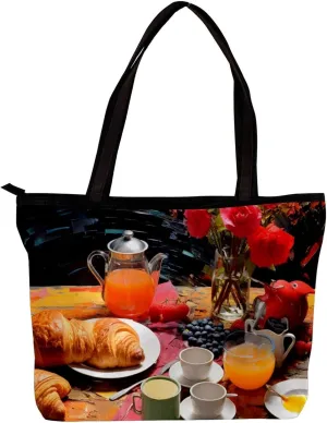 Tote Bags for Women,Womens Handbags,Small Tote Bag,Breakfast Food