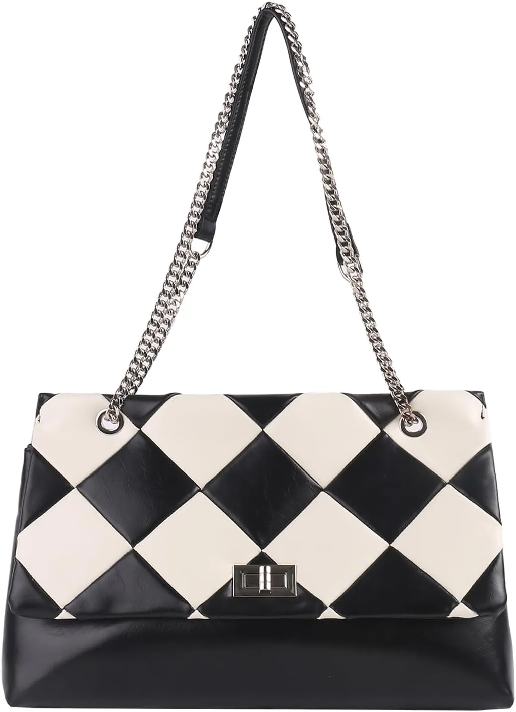 Tote Handbags for Women, PU Leather Ladies Quilted Crossbody Bags and Shoulder Bag with Chain Strap