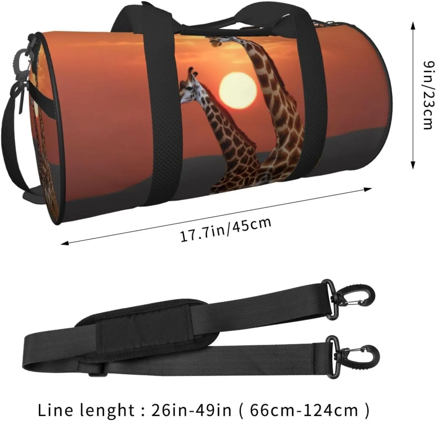 Travel Bag For Women,Giraffe At Sunset Print Personal Item Duffle Bags,Weekend Travel Duffel Tote Bag,Travel Sport Gym Bag For Men,Airplane Travel Essentials For Flying