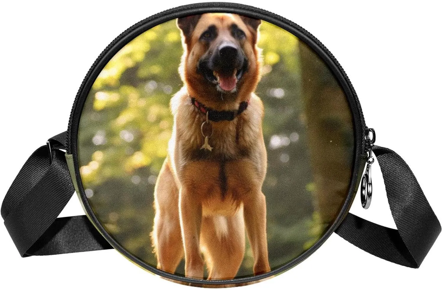 Travel Crossbody Bags for Women, Round, Shoulder Bag, German Shepherd Dog Pattern