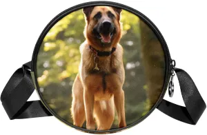Travel Crossbody Bags for Women, Round, Shoulder Bag, German Shepherd Dog Pattern