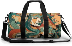 Travel Duffel Bag Weekender Bags for Men Women Large Capacity Overnight Bags Expressive Lines Travel Sports Gym Bag Canvas Carry On Tote Bags for Travel Yoga