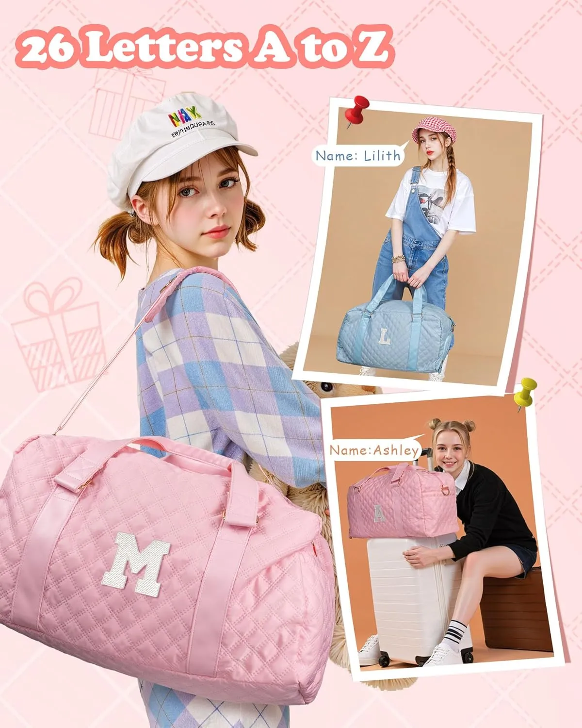 Travel Duffle Bag for Women, Gifts Girls, Personalized Weekender Overnight bag, Girls Women Teacher Mom Gift