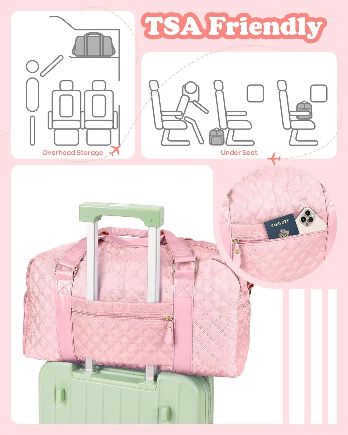 Travel Duffle Bag for Women, Gifts Girls, Personalized Weekender Overnight bag, Girls Women Teacher Mom Gift