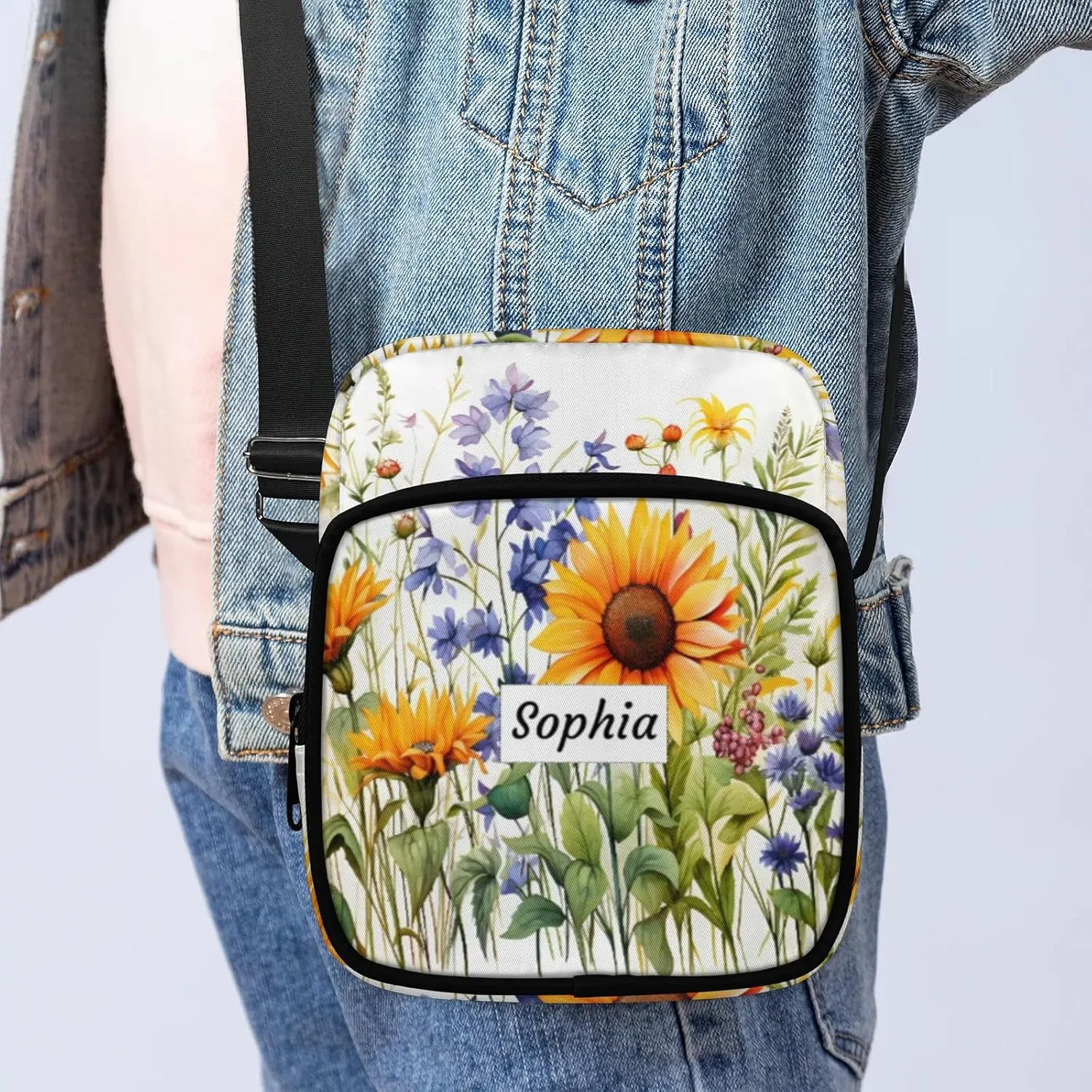 TropicalLife Personalized Crossbody Bag for Women Men Custom Name Messenger Bags