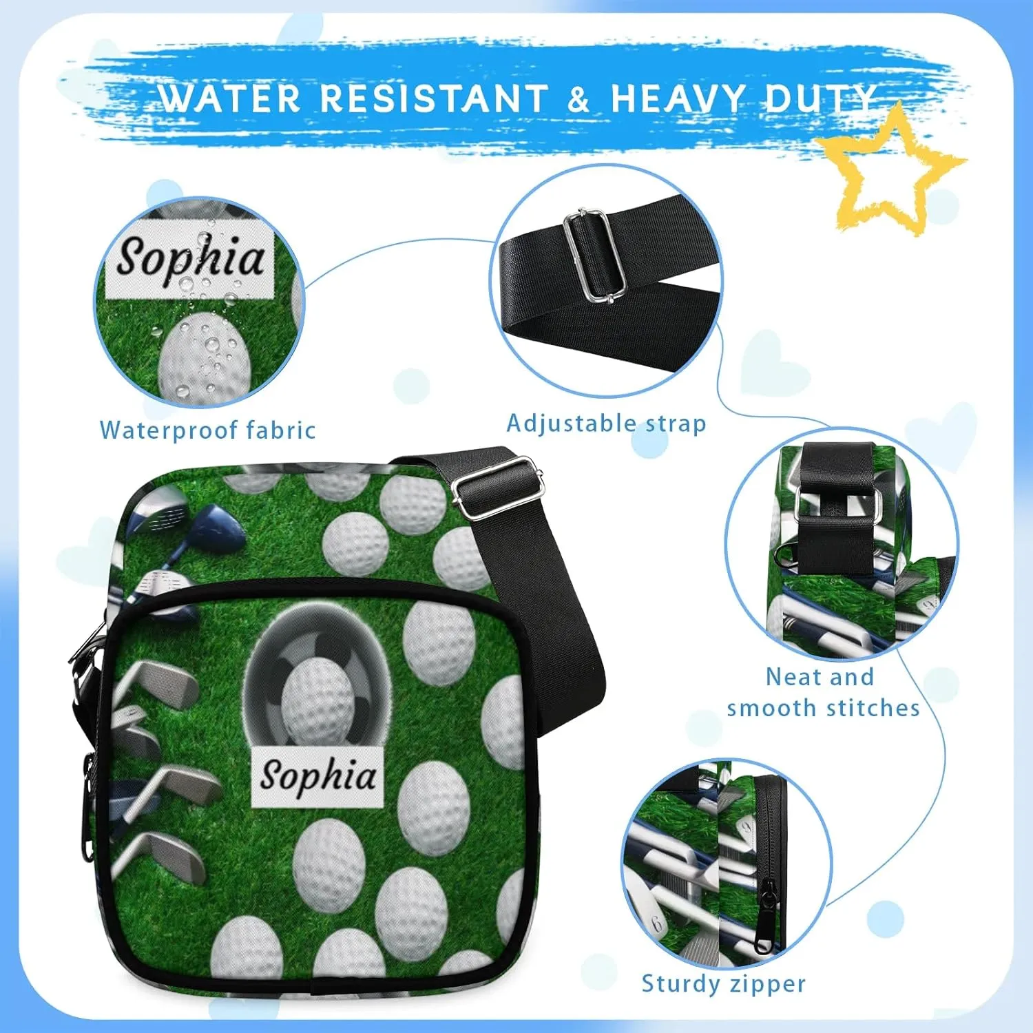 TropicalLife Personalized Crossbody Bag for Women Men Custom Name Messenger Bags