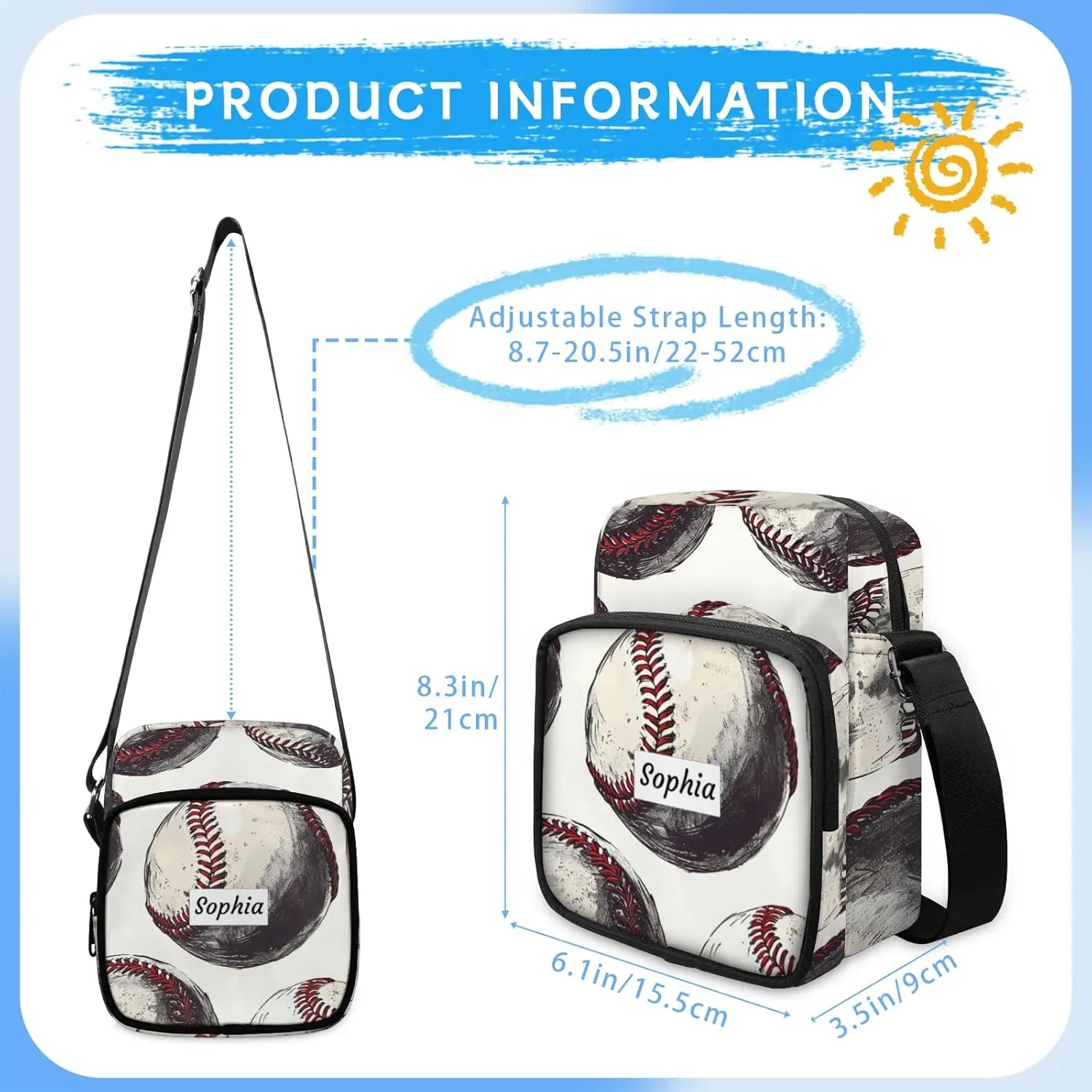 TropicalLife Personalized Crossbody Bag for Women Men Custom Name Messenger Bags