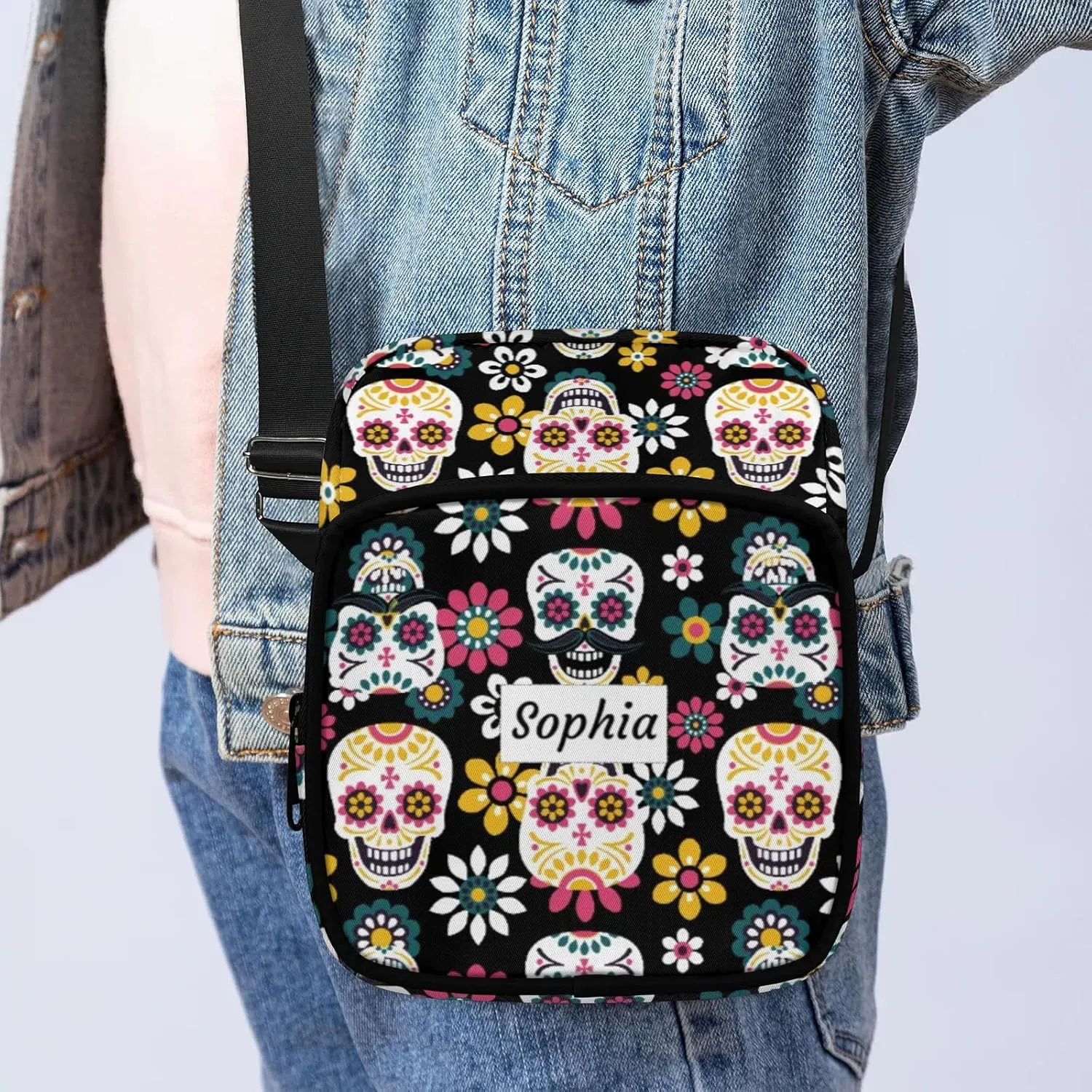 TropicalLife Personalized Crossbody Bag for Women Men Custom Name Messenger Bags