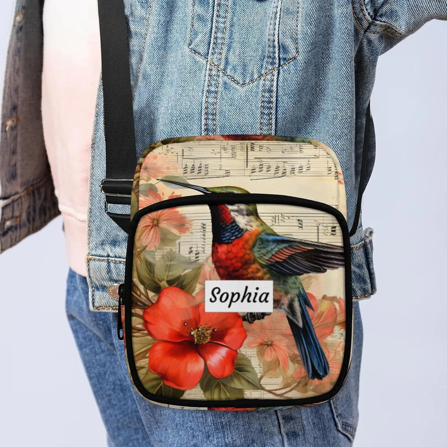 TropicalLife Personalized Crossbody Bag for Women Men Custom Name Messenger Bags